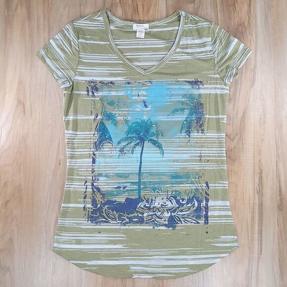 🔺️Madison & Berkeley Burnout Bedazzled Short Sleeve Tshirt Medium - Picture 1 of 9